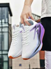 Men's Fashionable Casual Sneakers, Versatile Sports Shoes, Basketball Shoes, Outdoor Sports Shoes - White Purple - View 1