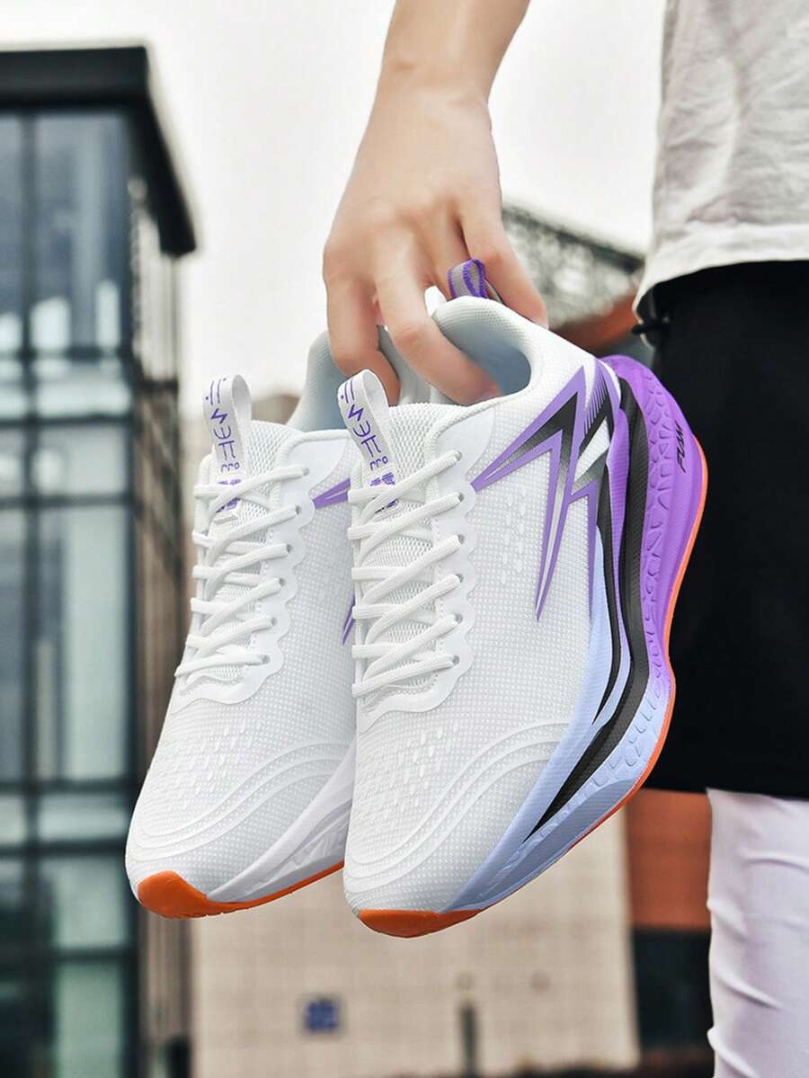 Men's Fashionable Casual Sneakers, Versatile Sports Shoes, Basketball Shoes, Outdoor Sports Shoes - White Purple - View 1