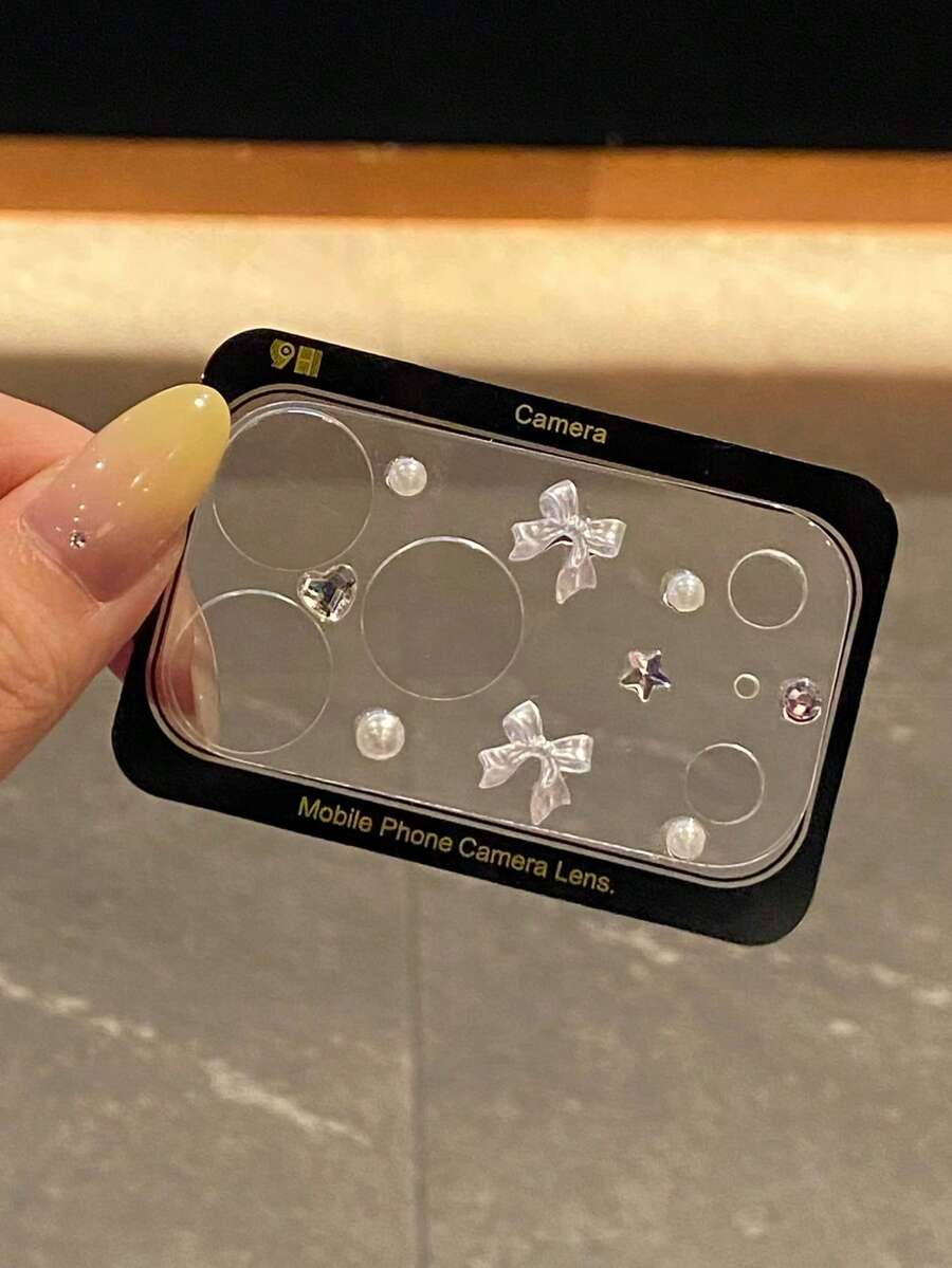 Película protectora de cámara con lazo de perla y cristal de Rin adecuada para iPhone 17 Pro Max 17 Pro, accesorio de protector de pantalla de vidrio templado transparente y de moda