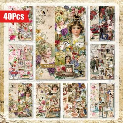 مجموعة من ملصقات موضوعات أدبية خيالية، تتميز بملصقات لاصقة ذاتيًا. هذه هي المادة لمجلة فنية رجعية. هذا النوع من الورق مناسب لصنع ألبومات الصور والبطاقات المصنوعة يدويًا وصناديق الهدايا للديكور والتغليف، بالإضافة إلى الأعمال الإبداعية DIY. إنه مناسب للغاية كهدايا عيد ميلاد وهدايا عيد وهدايا رأس السنة الجديدة.