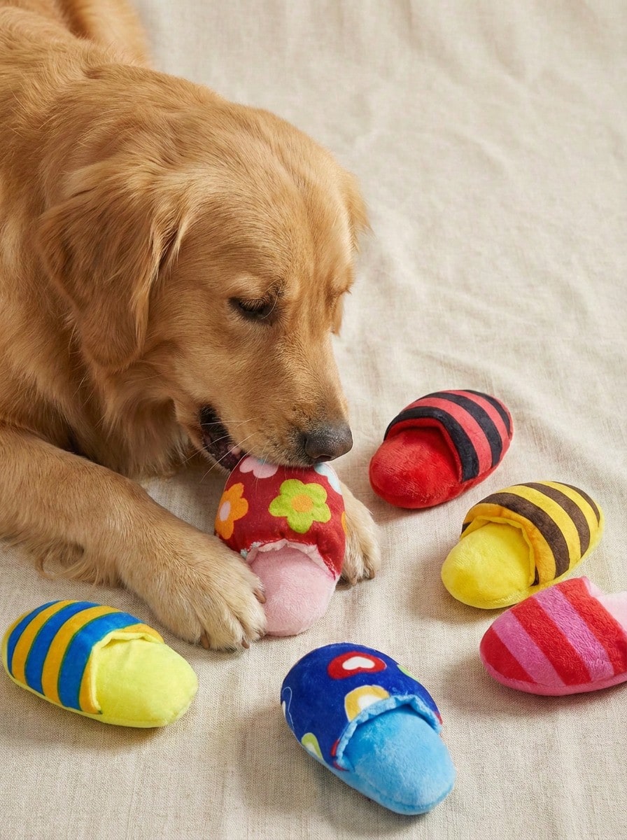 PETSIN 1 đôi dép đồ chơi phát ra tiếng kêu cho thú cưng, đồ chơi chống sủa cho chó nhỏ, đồ chơi gặm cho chó mọc răng và bầu bạn, đồ dùng cho thú cưng, đồ chơi cho thú cưng - Nhiều màu - Xem 1