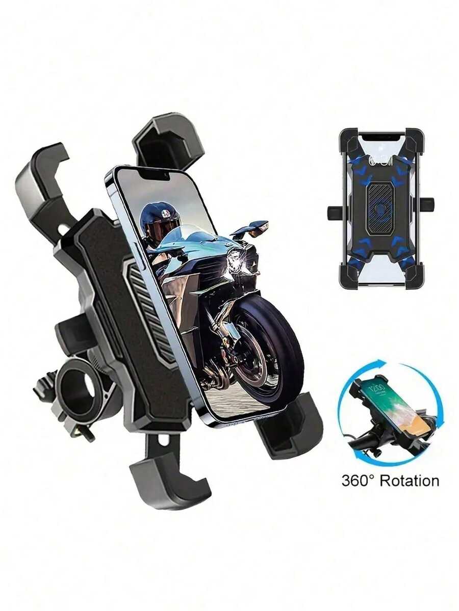 Soporte ajustable para teléfono de fibra de carbono universal para bicicleta y motocicleta, extensible, se adapta a teléfonos de 4.8-6.8 pulgadas, estable y anti-vibración, regalo - Negro - Ver 1