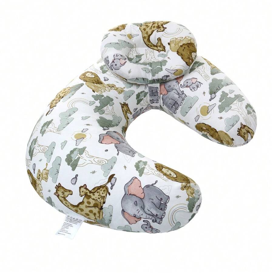 Almohada de lactancia en forma de U, almohada de apoyo para bebé - León, Elefante, Jirafa