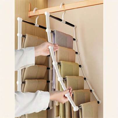 1 Móc Treo Quần Áo Hình Thang Đa Năng, Có Thể Treo Nhiều Quần Áo, Tiết Kiệm Không Gian, Phù Hợp Cho Quần Tây, Quần Jeans, Váy - Vỏ ABS Chắc Chắn Và Bền Bền, Thiết Kế Kẹp Thép Không Gỉ Không Để Lại Dấu Vết - Lựa Chọn Lý Tưởng Để Cập Nhật Tủ Quần Áo Mùa Xuân/Hè, Phong Cách Tối Giản, Cải Thiện Hiệu Quả Lưu Trữ, Hoàn Hảo Cho Việc Lưu Trữ và Sắp Xếp Quần Áo Trong Nhà - Phụ Kiện Thiết Yếu Cho Gia Đình