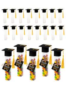 37/73件套毕业帽礼盒，黑/白/紫/蓝/粉/红/金配色，祝贺毕业，带金色流苏，毕业派对礼品包装盒，毕业派对用品，毕业派对回礼盒，毕业烘焙DIY糖果盒，2026毕业典礼装饰，祝贺毕业派对装饰，毕业季餐桌装饰，毕业礼物 - 多色 - 查看 1