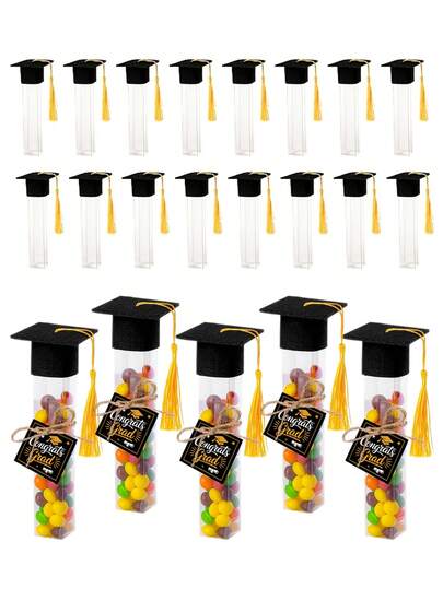 37/73件套毕业帽礼盒，黑/白/金三色可选，祝贺毕业，带金色流苏，毕业派对礼品包装盒，毕业派对用品，毕业派对回礼盒，毕业烘焙DIY糖果盒，2026毕业典礼装饰，祝贺毕业派对装饰，毕业季餐桌装饰，毕业礼物