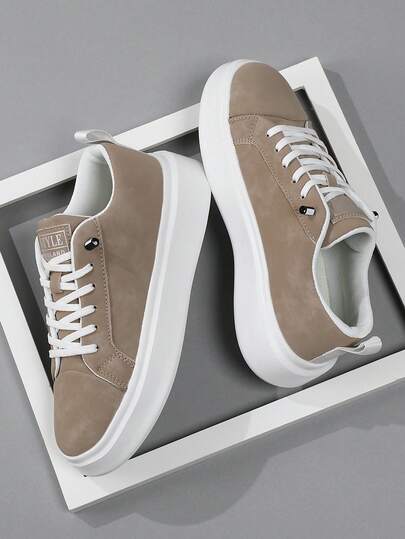 Men's Fashion Minimalist Elastic Band Casual Sports Shoes, With Letter Print, Lightweight Versatile Stylish Sneakers, Classic Skateboard Shoes, Suitable For Outdoor, Hiking, Street Wear All Seasons, Lightweight And Durable