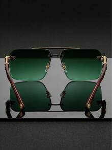 一副男士金红色飞行员太阳镜，金属材质，UV400 防晒，轻奢商务风格，适合商务场合 - 彩色 - 查看 10