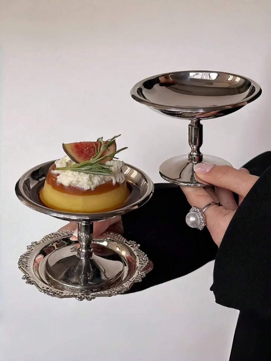 1 chiếc cốc kem bằng thép không gỉ 304, kiểu dáng Ins, cốc tráng miệng, cốc bánh pudding chân cao, cốc kem, cốc thạch, thích hợp cho lễ hội, nhà hàng, gia đình, bát ăn nhẹ, bát đựng trái cây. - Bạc - Xem 1