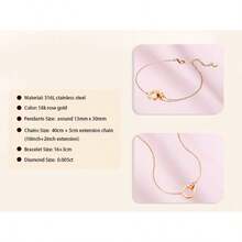 1件玫瑰金永恒双环交织经典手链项链套装，镶嵌小钻石 - 生日礼物、情人节礼物、周年纪念礼物、毕业礼物、母亲节礼物、父亲节礼物、感恩节礼物 - 玫瑰金 - 查看 6