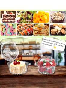 10/20/30pcs Clear Plastic Cake Boxes With Flip Lid, Reusable Dessert Containers For Cakes, Sandwiches, Cheesecakes, Muffins And Pastries, Perfect For Weddings, Birthdays, Christmas And Party Decorations, Party Dessert Boxes, Baking - Multicolor - View 5