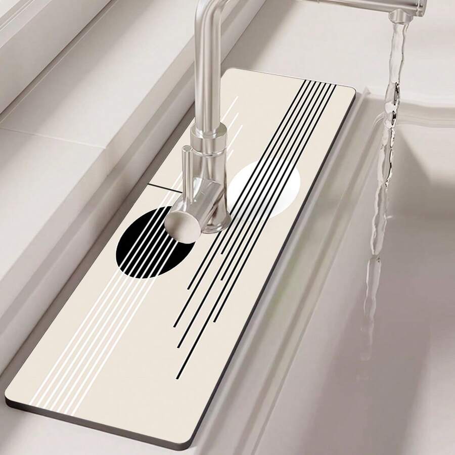 1pc, Sink Faucet Suction Pad, Drainage Pad, Kitchen, Bathroom Sink, Countertop, Drainage Pad, Diatomite Washbasin, And Cuttable Quick-Drying Pad.