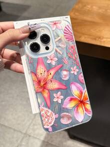 1pc Feather Chiffon IMD Hard Phone Case Compatible With IPhone 17 Air, Anti-Fall Anti-Slip Protective Phone Cover - Silver - View 3