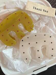 1pc 2026 New Polka Dot M-Shaped Hair Clip, Fashionable Hair Claw Elegant Hair Accessory - Multicolor - View 2