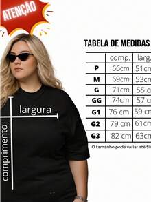 Copa T-Shirt, Women's Plus Size, Plain, Round Neck, , Oversized. - 黑色 - 查看 4