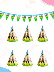 Paw Patrol Juego de fiesta de cumpleaños con tema Puppy League de 6/10/12 piezas, bandera triangular, sombrero de papel, bolsa de regalo y bolso de mano. Es el mejor regalo festivo para amigos, un artículo de decoración para crear ambiente de fiesta, un accesorio de decoración del hogar y una decoración perfecta para la habitación. - Multicolor - Ver 10