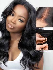 Tinashe Wear&Go 无胶水水波纹 Remy 真人发假发，巴西自然发际线，预先拔毛漂白发结，预剪 6x5 透明蕾丝闭合假发，透气帽，180% 密度真人发，万圣节服装，女士万圣节美甲，Plancha Para Cabello 无胶水假发，真人发万圣节妆容，角色扮演，仙女发型，婚礼美人鱼黑色假发，美发用品 - SNatural - 查看 3
