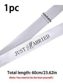 5/1pc Wedding Decoration Ribbon Set, Bride & Bridesmaid Decorative Ribbons, White & Champagne Wine Glass Ribbons, Wedding Table Decor, "Just Married" Wedding Ribbon, Polyester Champagne Bottle Ribbons, Suitable For Wedding Favors, Bachelorette Party, Bridal Shower, Anniversary, Wrist Decor, DIY Bow Decoration - Multicolor - View 14