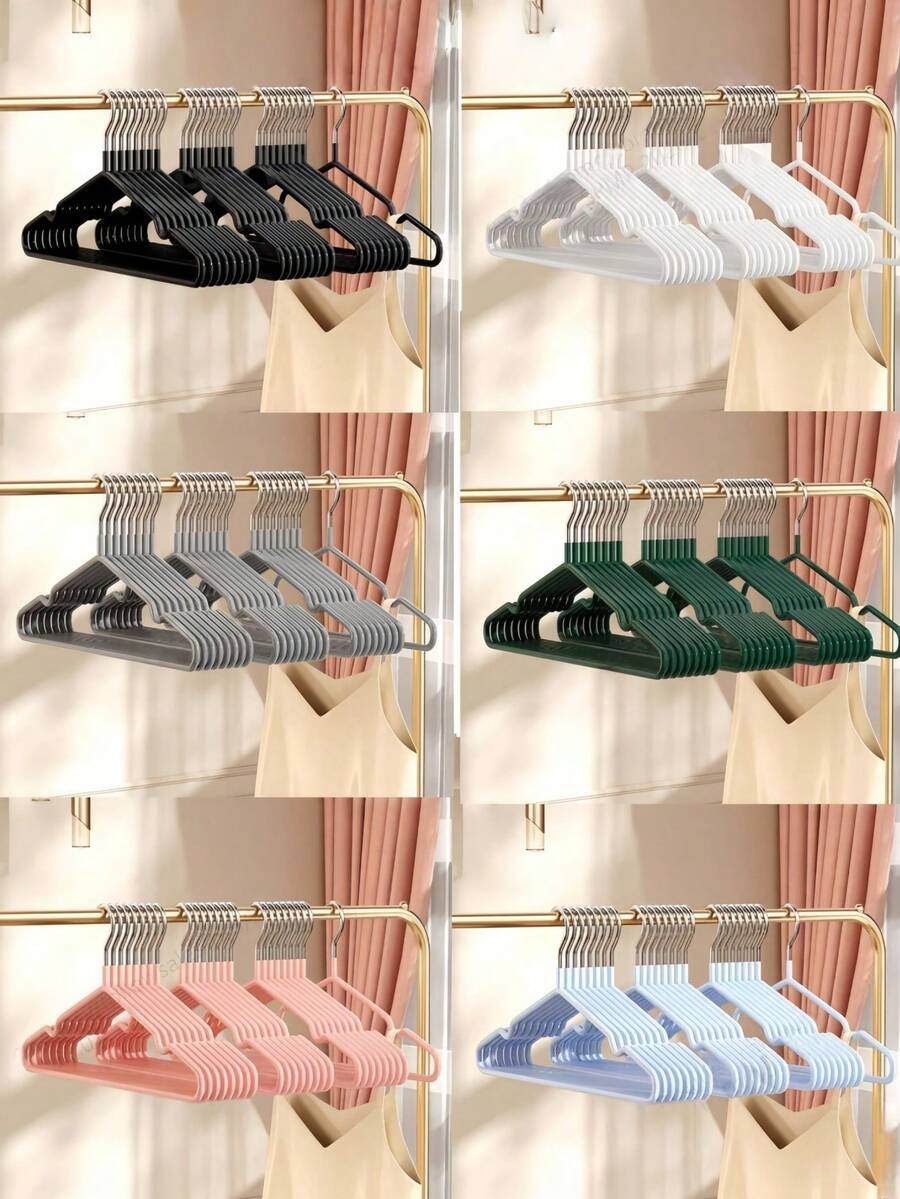 10pcs Adult Non-Slip Coated Clothes Hangers, Luxury Home Closet Garment Pants Organizer Racks - Multicolor - View 1