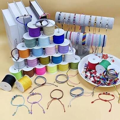 10 Rolls/Pack 0.8mm Nylon Cord, Non-Elastic Braiding Line, 20m/78.74in Per Roll, 25 Random Mixed Colors, Suitable For DIY Bracelets, Necklaces, Beaded Jewelry, Handmade Christmas Decorations, Craft Supplies - Vibrant Beading Cords & Threads