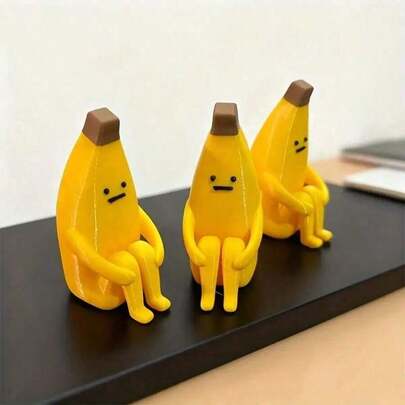 1/2/3pcs Cute Yellow Anxious Banana Figurine Sculpture - With Vivid Eyes And Mouth Expression, Made Of Durable Plastic Material - Suitable For Home, Office, Car Desktop Decor, Great For Holidays And Birthdays, Can Be Used As Desktop Decor, Home Decor, Decorative Ornament, Wedding, Valentine's Day, Birthday Decor, Party Decor, Handmade Party Favor. No Power Supply Needed.
