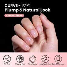 Beetles Gel Nail Tips Curve Etch-X, Half Matte Full Cover Soft Acrylic Press On Nail Tips, Easy DIY Nail Extension, Salon Art For Curved & Natural Nail Beds - 320Pcs Short Almond (Curve-EX Nail Tips) - 查看 3