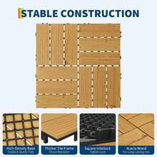 Azulejos de cubierta interconectados de madera de acacia de 12x12inch, pintura amarilla impermeable de patio antideslizante - fácil instalación de bricolaje, uso al aire e interior - 22PCS / Set - amarillo - Ver 7