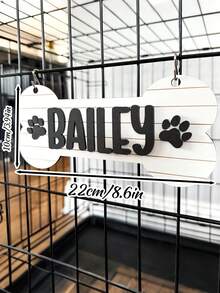 1 Stück individuell gestaltete Hundehütten Namensplakette, kann Haustiernahmen anpassen, Hundekäfig Namenslogo, knochenförmiges Hundehütten Schild, Namensschild mit Pfötchen-Aufdruck, individualisiertes Geschenk für Katzen- und Hundeliebhaber, Holz Hundekäfig Namenslogo - Verschiedenfarbig - Übersicht 14