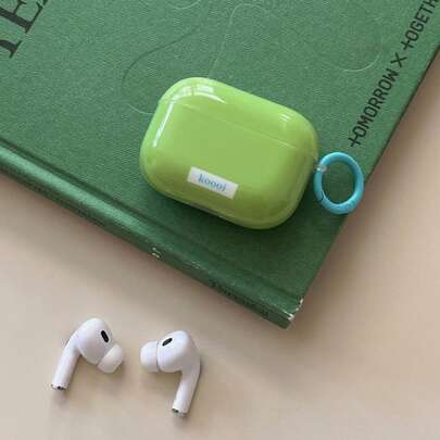 简约纯绿色耳机保护套，带挂环，兼容 Pro 3、新款 Pro 2、可爱款 4、极简款 3、个性化款 1/2，女士保护套