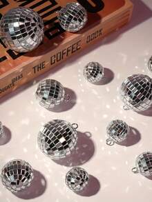 20个迷你迪斯科球装饰品，银色悬挂式反光球，适用于派对装饰、圣诞节节日装饰、迪斯科派对用品，可重复使用，可用于圣诞树、婚礼、生日装饰、闪亮迪斯科球、蛋糕装饰。 - 單色 - 查看 3