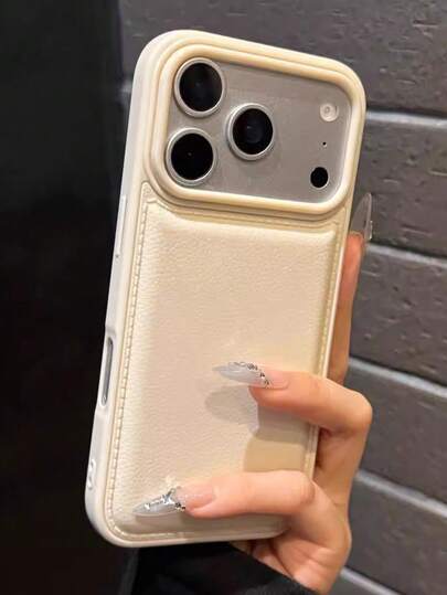 1pc Minimalist Solid Color Leather Texture High-Quality Phone Case Compatible With IPhone 17/17Pro/17Promax/16promax/16/16pro/16plus/15/15promax/15pro/11/12/13/14promax/11pro/11promax/12pro/12promax/13pro/13promax/14pro/14promax, Elegant Creative Design