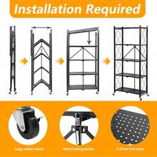 Heavy Duty 5-Tier Metal Storage Rack 2PCS Foldable W/ Wheels Garage Office Rack - As Pic - View 4