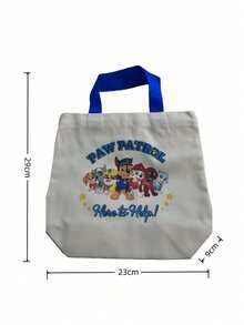 Paw Patrol 1pc Cartoon Canvas Tote Bag, Suitable As Birthday, Back To School, End Of Term Gift, Featuring Characters Like Rubble, Chase, Rocky, Zuma, Skye, Everest, Tracker, Tuck, Ella, Rex, WildCat, Liberty, Can Be Used As Classroom Gift, Office Stationery Storage Bag And Student Handbag - Multicolor - View 6
