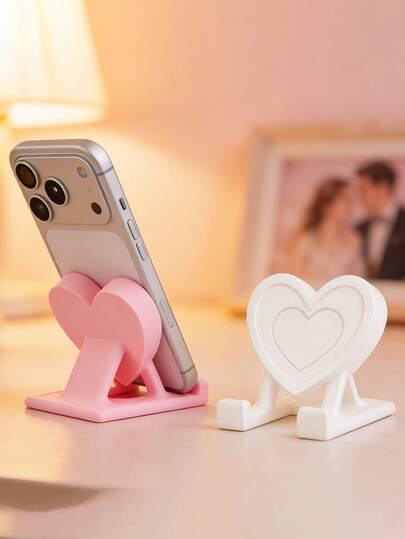 可调节心形元素浪漫心形手机/平板电脑支架，创意设计独特桌面装饰，适合生日、复活节、母亲节、节日、办公用品、节日桌面摆件、春季复活节礼物