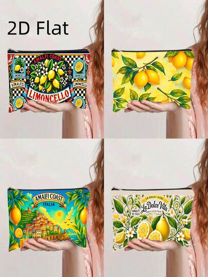 1 Túi đựng mỹ phẩm và ví chủ đề chanh vùng bờ biển Amalfi - Túi có khóa kéo in hình chanh hai mặt, đa năng đựng đồ dùng chăm sóc da, văn phòng phẩm, đồ ăn nhẹ - Có thể giặt máy, quà tặng cho học sinh và sinh viên (Kiểu dáng thường ngày)