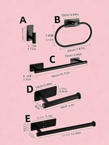 4/5/6pcs Bathroom Accessories Set, Stainless Steel Towel Ring, Towel Bar, Toilet Paper Holder, Hooks, Bathroom Storage Organizer, Hotel Use - Square Bottom Nail-free - View 9