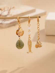 Bộ 3 dây chuyền hình vỏ sò nàng tiên cá vàng sáng tạo, gợi cảm, trang sức vàng tối giản, phù hợp cho các cô gái, phụ kiện tinh tế cho kỳ nghỉ hè trên bãi biển, dây chuyền bikini gợi cảm, trang sức dự tiệc thanh lịch, cũng có thể làm quà tặng cho bạn bè. Phù hợp cho phụ nữ. (Hình dạng và kích thước ngọc lam có thể khác so với sản phẩm thực tế) - Vàng - Xem 5