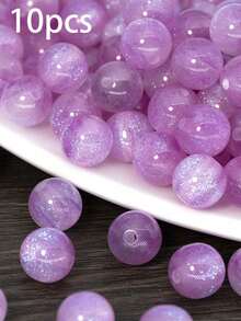 50pcs Dreamy Spring/Summer Galaxy Glitter Round Resin Beads, DIY Bracelet Jewelry Making Supplies - Multicolor - View 84