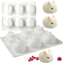 1pc Silicone Rabbit Shaped Soap Mold - 20.4cm Rabbit Mold With 6 Rabbit Face Patterns, Handmade Soap DIY, Resin, Wax, Clay Crafts (Suitable For Easter Handcraft) - Easy Demold - Multicolor - View 9