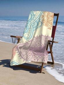 1pc Mandala Pattern Beach Towel, Modern Microfiber Bath Towel, For Summer Travel, Vacation, Camping, Swimming, Bath, Holiday Beach Essentials, Gift, Durable, Fade Resistant, Skin Friendly, Machine Washable, Sand-Proof, Lightweight, Portable, Quick-Drying, Highly Absorbent, Hair Towel, Towel Wrap, Microfiber Towel, Cooling Towel, Beach Towel, Bath Towel, Hand Towel, Wash Cloths, Face Towels, Yoga Towel, Gym Towel, Travel Towel, Beach Necessities, Pool Essentials, Ideal Gift For Family, Friends - A - 查看 6