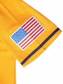 Men's #1 Yellow Baseball Jersey - Button-Up Short-Sleeve Fit, Letter & Number Embroidery, Contrast Binding Detailing, Suitable For Training - 1 Vàng - Xem 3