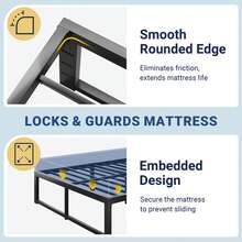 Allewie Twin/Ful/Queen/King Size Bed Frame, 14 Inch Metal Platform Bed Frame With 4000LBS Heavy Duty Steel Slats Support, Noise Free, Easy Assembly, No Box Spring Needed, Black - màu đen - Xem 5