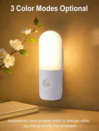 1 pieza Nueva luz LED magnética de doble vía para el hogar, luz de sensor de movimiento portátil, batería recargable incorporada, luz nocturna LED magnética, lámpara de pared interior, luz de espejo de vanidad, con 3 temperaturas de color: luz blanca, luz cálida y luz neutra, 3 en 1 luz nocturna LED, lámpara de pared con sensor de movimiento, linterna LED portátil para escalera, pasillo, dormitorio, baño