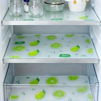4/2pcs Waterproof Refrigerator Mats - Moisture-Proof, Anti-Slip, Washable, Reusable. Made Of EVA Material With A Novel Lemon Pattern. Suitable For Refrigerator And Kitchen Decor. Can Also Be Used As Refrigerator Mats, Drawer Liners, Shelf Liners, Table Covers, Shoe Cabinet Liners, And Cabinet Liners. Valentine's Day Gift, Home Goods, Kitchen Supplies, Handmade Items