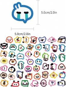 50 件彩色卡通贴纸套装，适用于笔记本、平板电脑、剪贴簿、日记本、DIY 滑板、吉他、头盔、水瓶、储物盒的装饰贴纸，防水贴纸 - 彩色 - 查看 11