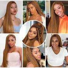 1 Pack Pre-Stretched Braiding Hair, 32 Inch Crochet Braided Brown Long Braid Wig, Suitable For Box Braids, Yaki Texture, EZ Braid Synthetic Hair Extensions, Crochet Braid Wig (27#) - Camel - View 7