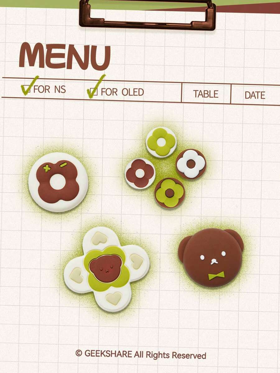 可爱甜甜圈造型硅胶方向键和ABXY按键帽，兼容Switch 2017/OLED/Lite - 查看 1