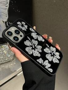 1个镶钻花朵图案镜面保护手机壳，握感舒适，适用于 17 Pro Max/17 Pro/17 Air/17/16 Pro Max/16/16 Pro/16 Plus/15/15 Pro Max/15 Plus/15 Pro/14 Pro Max/14 Pro/14/13 Pro Max/13/13 Pro/13 Pro Max/12/12 Pro Max/12 Pro/11/11 Pro Max/11 Pro - 白色 - 查看 5
