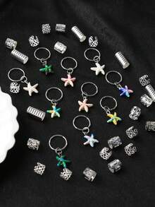 35pcs Women's Braid Hair Clips, Beach Hair Accessories, Summer Vacation Braid Clips, Personalized Fashion Vintage, Suitable For Daily Wear, Hair Styling Accessories, Braid Hair Accessories For Festivals - Silver - View 6