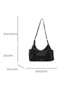 2026 New Large Capacity Shoulder Bag For Women, Casual Retro Commuter Tote Bag, Multifunctional Backpack - Black - View 5